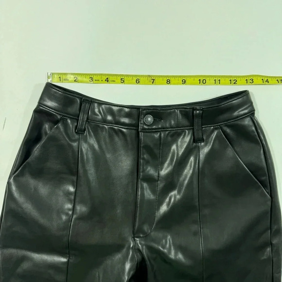 Abercrombie The Skinny Ultra High Rise Pants Faux Leather Black Split Hem - Picture 10 of 10